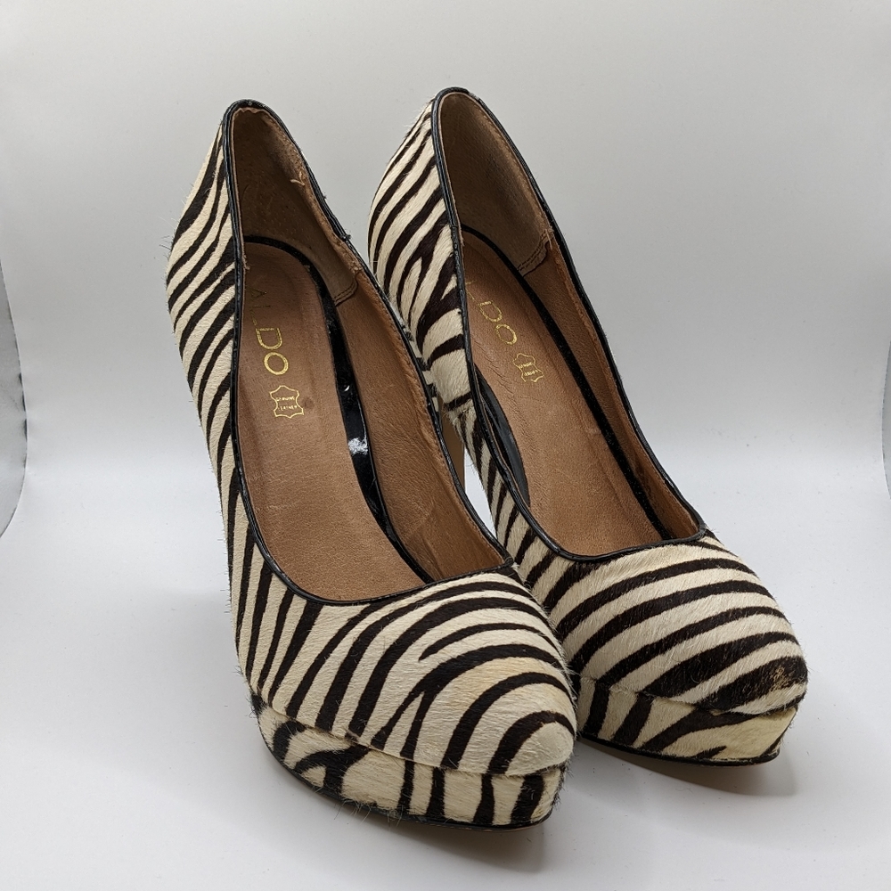 Aldo Zebra Print Platform Stilleto sz 9
